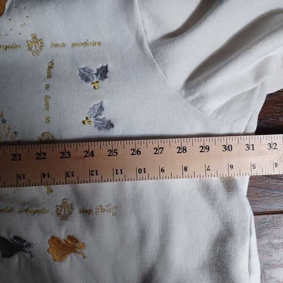 Womens Christmas Sweatshirt Plus Size 4X White Button Up Holiday Angels Festive - Picture 8 of 8